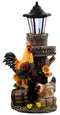 Country Farm Rooster Hen Chicks Family By Sunflowers Solar Light Lantern Statue