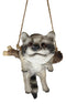 Lifelike Gray Raccoon Baby Clinging On Branch Swing Hanger Wall Decor Figurine