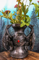Ebros Dual Climbing Dragon Wyverns Chalice Shaped Decorative Flower Vase 10"