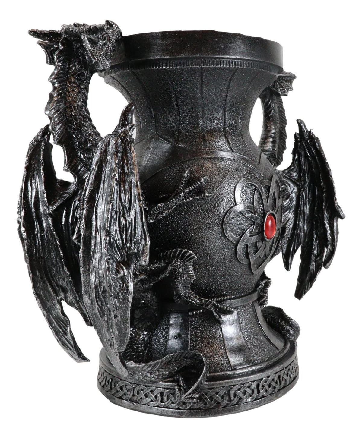 Ebros Dual Climbing Dragon Wyverns Chalice Shaped Decorative Flower Vase 10"