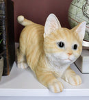 Pet Pal Playful Crouching Feline Orange Tabby Cat Kitten Figurine W/ Glass Eyes