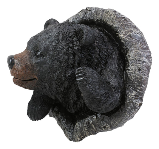 Ebros Gift 9" Tall Western 'Hello' Black Bear Waving Paw Tree Bark or Wall Hanging Decor Plaque Southwest Rustic Country Bears Vintage Decorative Accent for Walls Or Trees