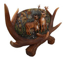 Ebros Large Rustic Woodlands Antlers Scene Deer Buck Doe and Fawn Family Wall Plaque 14"L