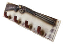 20"L Rustic Western Country Shotgun With 4 Ammo Bullet Wall Hooks Wooden Plaque