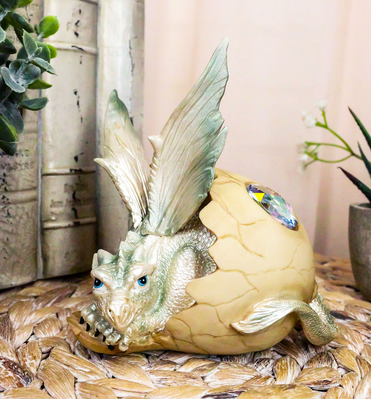 June Birthstone Dragon Egg Statue 5"Tall Alexandrite June Birthday Gem Dragon - Ebros Gift