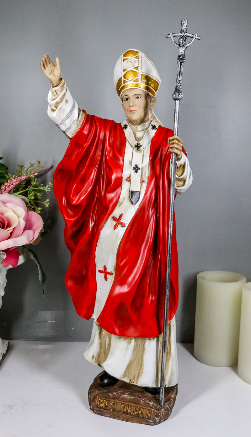 Ebros Large Venerable Pope John Paul II Holding The Cross of Christ Statue