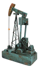 Western Rustic Green Vintage Nodding Donkey Pumpjack Oil Derrick Rig Figurine