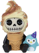 Ebros Furry Bones Sweet Tooth Ice Cream Swirl On Sugar Cone Skeleton Figurine