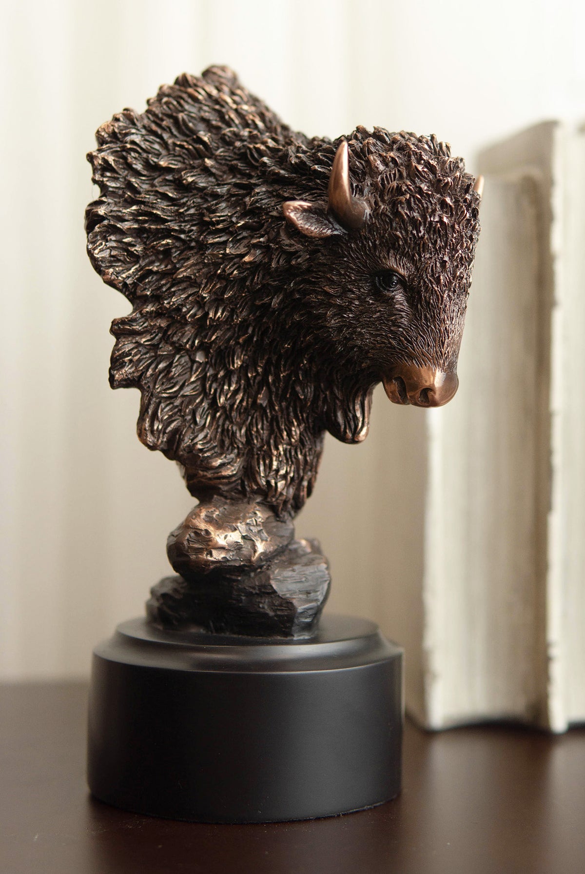 Ebros Rustic Southwestern American Bison Bust Electroplated Bronze Finish Statue - Ebros Gift