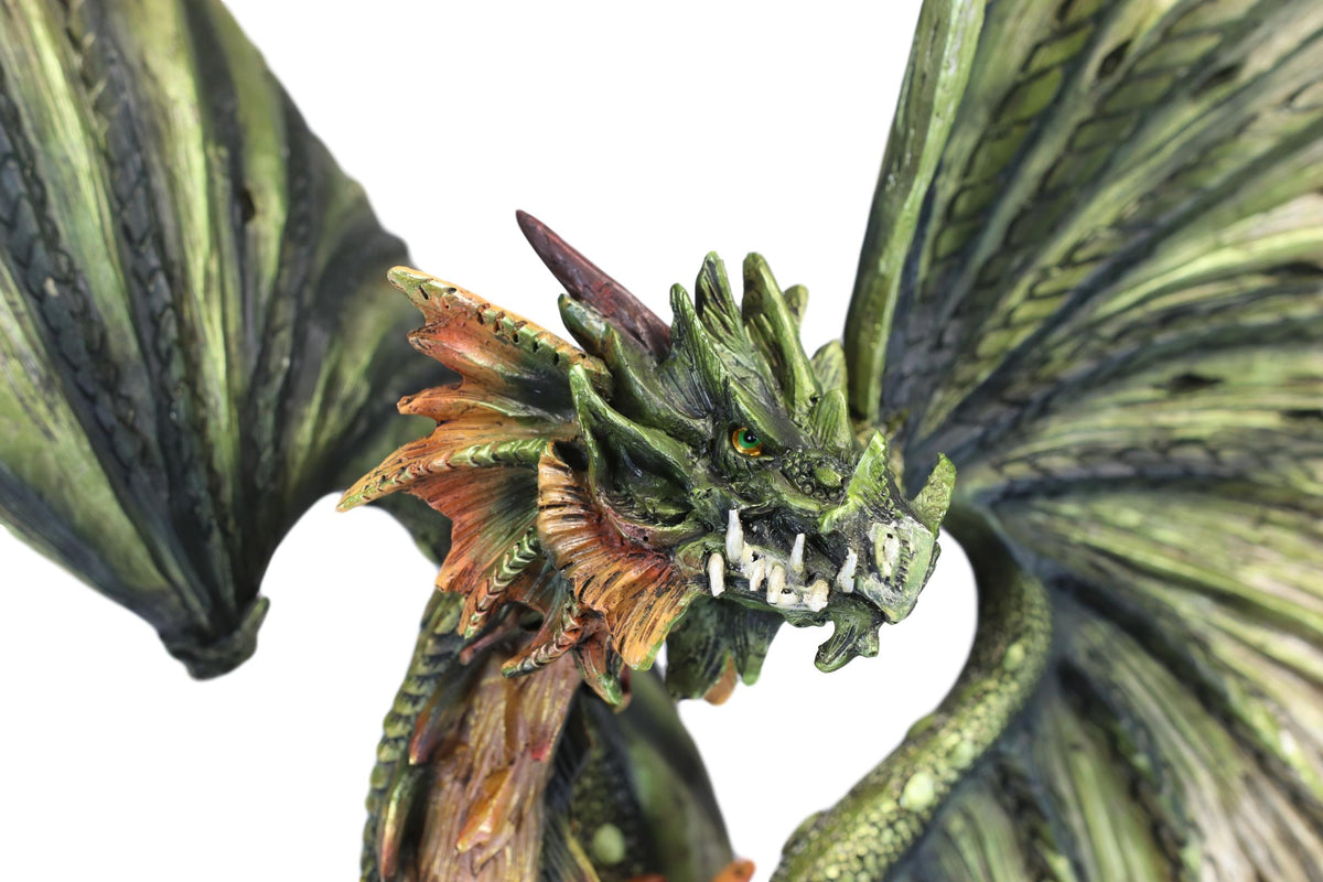 Ebros Large 26"H Green Castle Guardian Treasure Dragon Statue Fantasy Home Decor