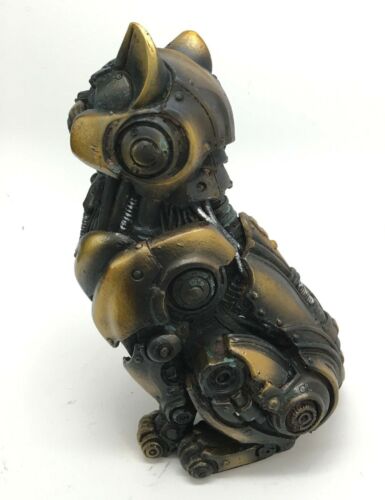 Steampunk Feline Cyborg Pet Kitty Cat Decorative Paperweight Figurine 7"H