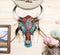 Southwest Tooled Leather Cow Skull With Turquoise Gems And Feathers Wall Decor