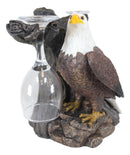 Ebros Liberty American Bald Eagle  Wine Valet As Bottle & 2 Glasses Holder Statue