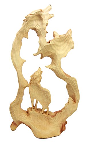 Ebros Gift Large Nature Rustic Faux Wood Wildlife Scene Howling Wolf Pack Figurine 12.5"H
