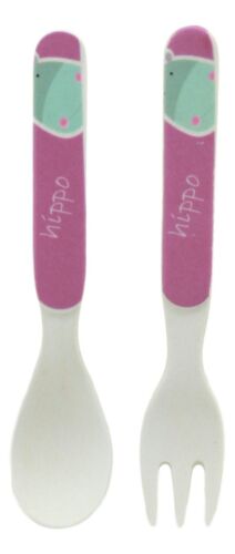 Ebros Hippo 5 Piece Organic Bamboo Dinnerware Set For Kids Children Toddler Baby - Ebros Gift