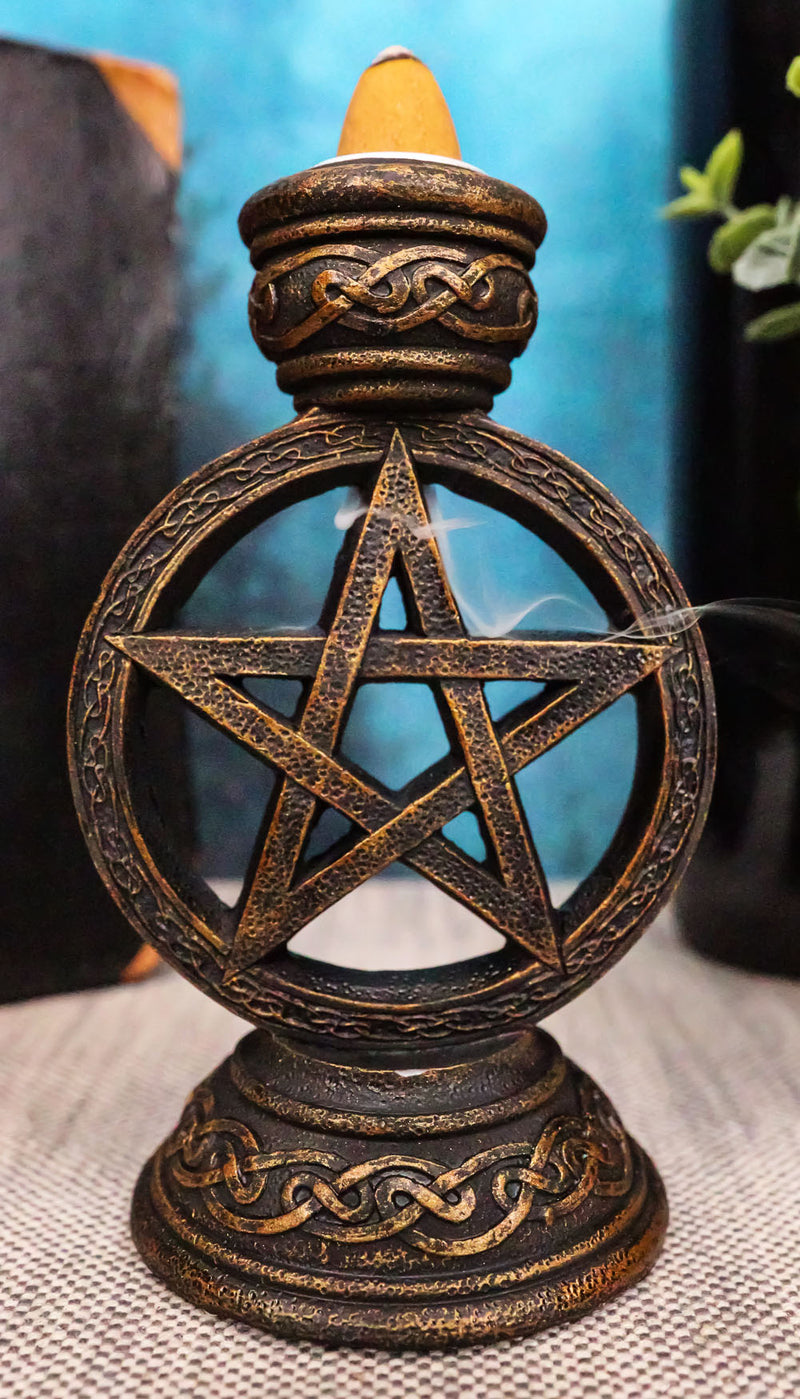 Celtic Witchcraft Wicca Sacred Pentagram Circle Backflow Incense Burner Figurine