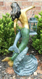 Ebros Garden Ocean Mermaid Goddess Holding Candle Lantern Aluminum Statue 21"H