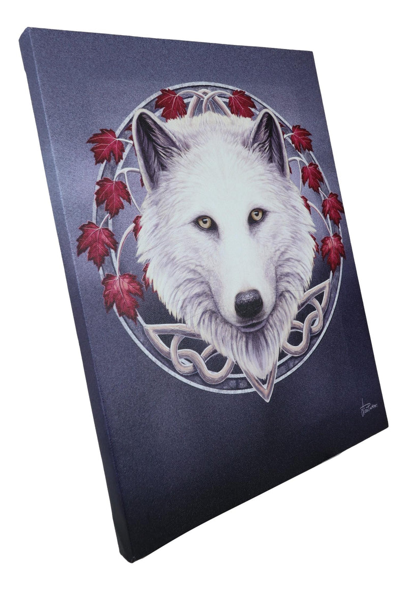 Guardian Of The Fall Autumn Season Snow White Wolf Wood Framed Canvas Wall Decor