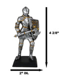 Medieval Knight With Hand Axe and Heraldry Coat of Arms Shield Mini Figurine