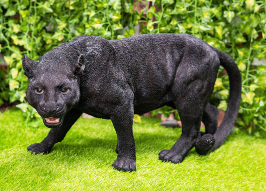 Grand Scale Realistic Black Panther Jaguar Leopard Prowling Statue 31"Long