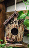 Rustic Western Cozy Faux Wooden Cabin Birdhouse Bird Feeder House Branch Hanger