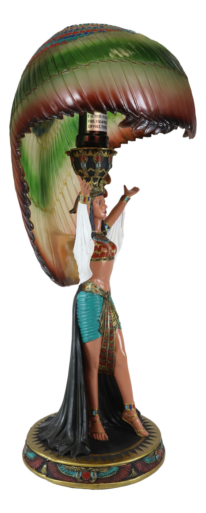 Ebros Egyptian Goddess Isis Standing W/ Open Wings Side Table Lamp  Statue 18"H