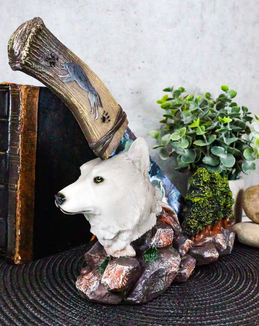 Ebros Gray Wolf In Forest Scene Centerpiece With Hunting Knife Letter Opener Statue