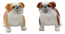 Fawn Chocolate Bulldogs Salt And Pepper Shakers Ceramic Magnetic Figurine Set