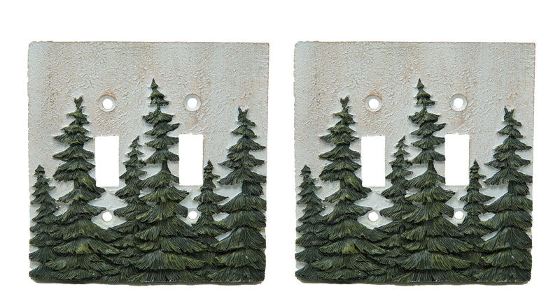 Rustic Evergreen Pine Trees Forest Wall Cover Plate 2-Pack Double Toggle Switch