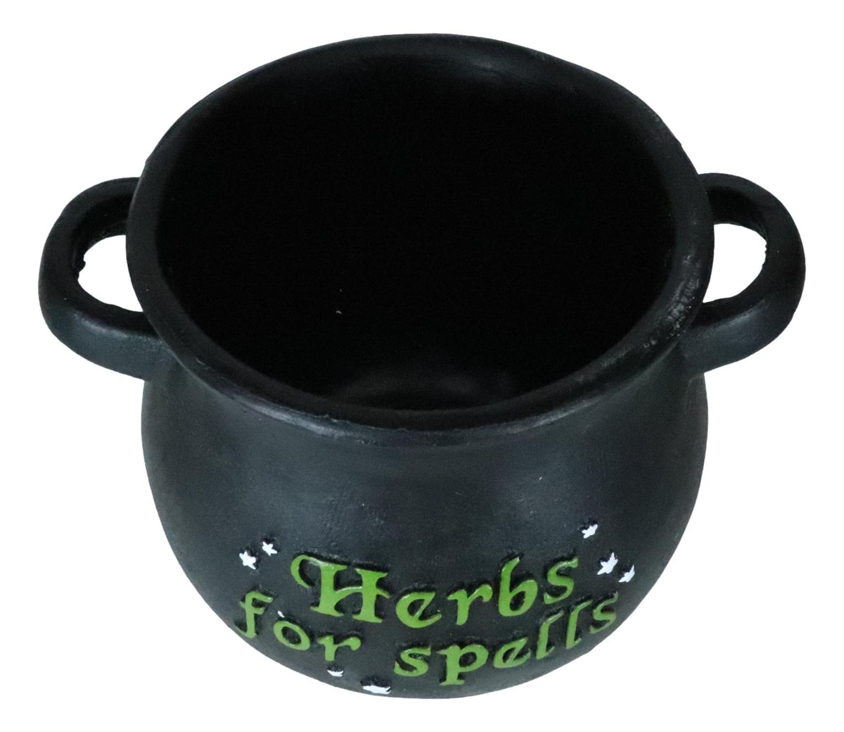 2-Pack Green Thumb Witch Gardening Black Herbs For Spells Cauldron Planter Pots - Ebros Gift