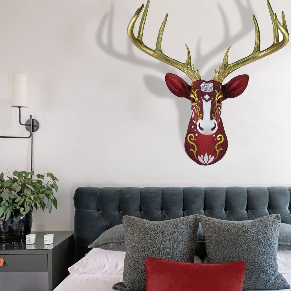 Ebros Deer Head Faux Taxidermy Wall Sculpture Rustic Cabin Wall Home Decor 19.5"