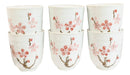 Pack Of 6 Textured Pink Japanese Sakura Cherry Blossoms Ceramic Tea Cups Teacups
