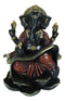 Vastu Hindu God Ganesha Ganapati Seated On Lotus Writing Mahabharata Figurine
