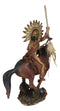 Indian Chief Eagle Warrior War Headdress On Horse Throwing Spear Figurine 13"H