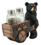 Ebros Black Bear Pushing Vintage Wagon Cart Salt And Pepper Shakers Holder Set