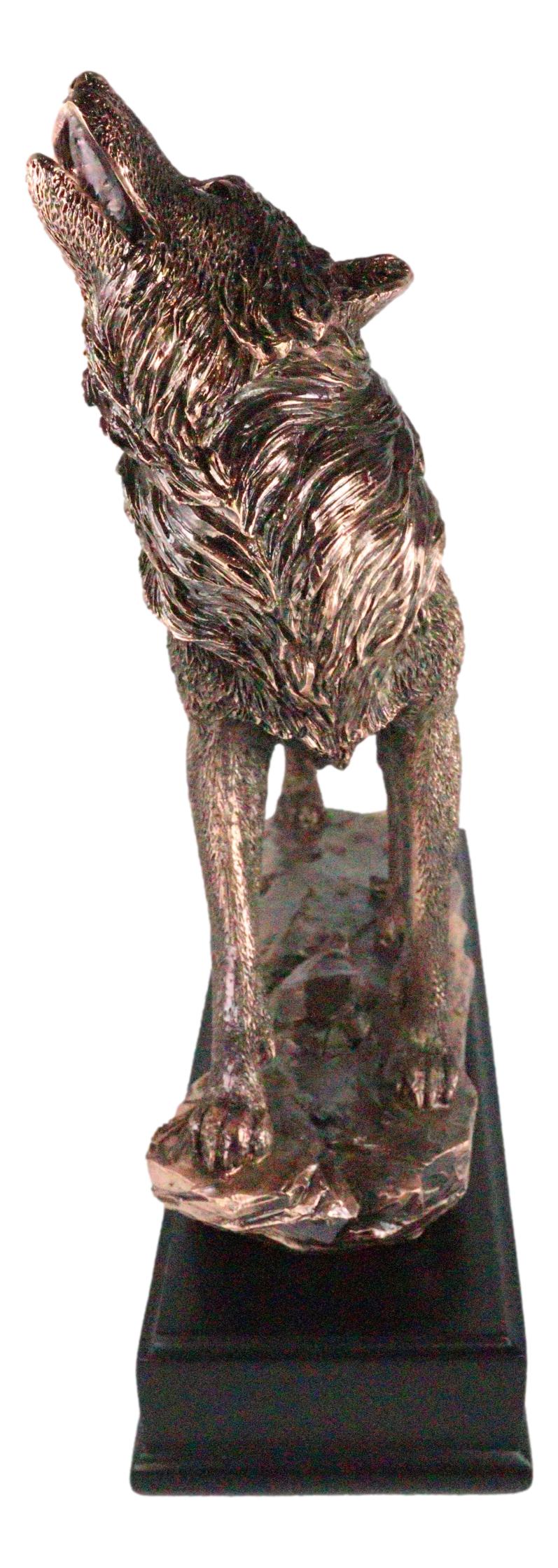 Rustic Forest Woodlands Howling Spirit Alpha Wolf Figurine With Trophy Base