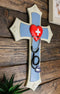 Physician Medic Blue Layered Wall Cross With Red Heart Stethoscope Doctor Nurse