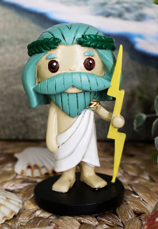 Ebros Greekies Collection Greek Mythology God Zeus Holding Lightning Bolt Statue - Ebros Gift