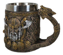 Norse Viking God Thor Mjolnir Hammer With Longship Dragon Boat Coffee Mug Cup