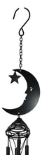 Wicca Witchcraft Crescent Moon Face with Star Coated Steel Metal Wind Chime