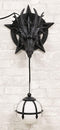 Medieval Fantasy Pentagram Dragon Sculptural Wall Lamp With Hanging Light Orb