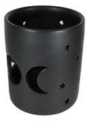 Pack Of 2 Wicca Triple Moon Goddess Black Ceramic Tea Light Votive Candle Holder