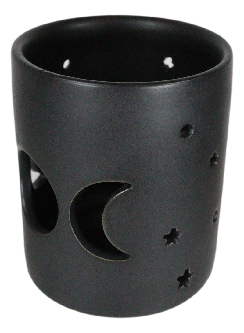 Pack Of 2 Wicca Triple Moon Goddess Black Ceramic Tea Light Votive Candle Holder