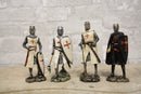 Set of 4 Medieval Templar Crusader Knights With Tunic Sword Axe Shield Figurines