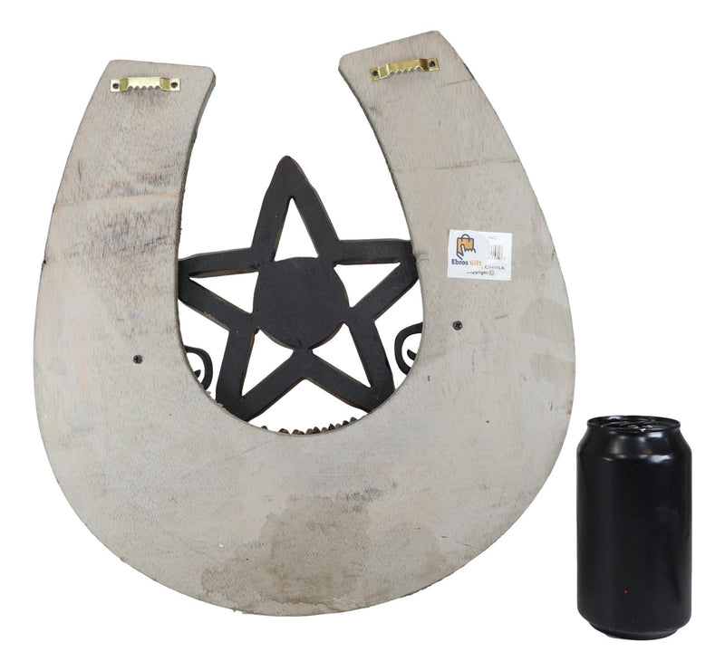 Rustic Cowboy Horseshoe Western Star Dual Pistol Guns Bullet Shells Wall Decor