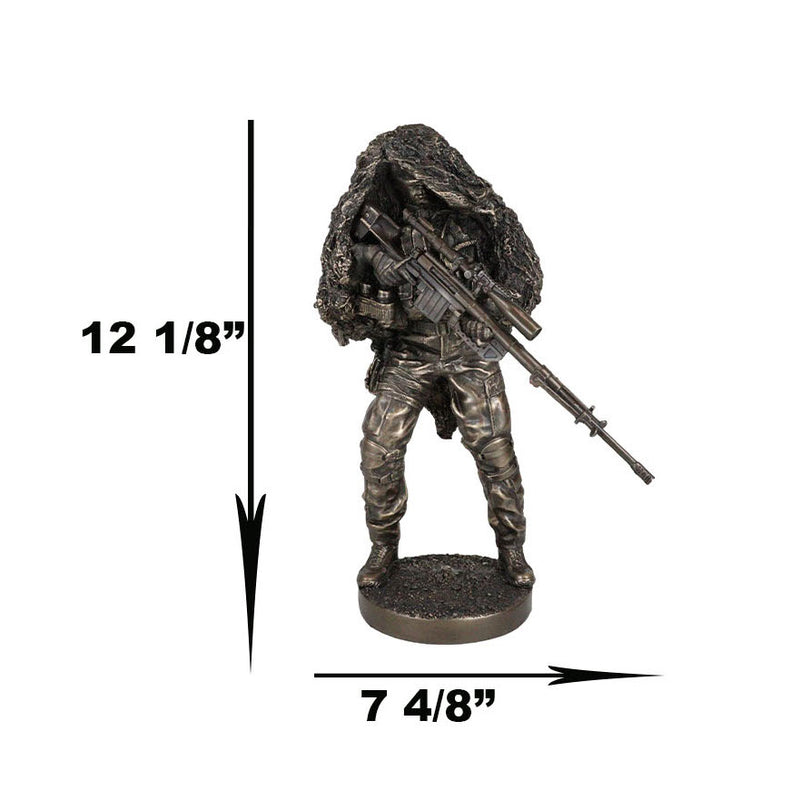 Ebros Military Marksman Marine Camouflage Sniper Statue Modern Warfare Specialist Unit Figurine Behind Enemy Lines