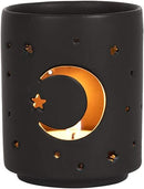 Pack Of 2 Wicca Mystical Moon And Stars Cutout Ceramic Votive Candle Holders
