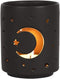 Wicca Mystical Moon And Stars Cutout Ceramic Black T-Light Votive Candle Holder