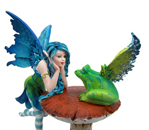 Ebros Amy Brown Whimsical Electra Lightning Fairy With Winged Frog Gossip Figurine 7.25"H