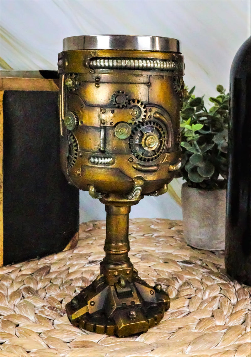 Ebros Victorian Industrial Sci Fi Geared Steampunk Drinkware Wine Chalice Cup